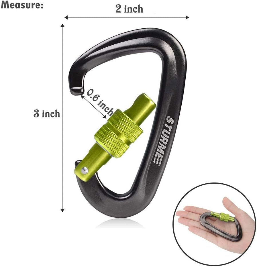 12Kn (2697 Lbs) Heavy Duty Locking Carabiner Clips for Outdoor, Camping, Hiking, Securing Pets, Hammock, Dog Leash Harness