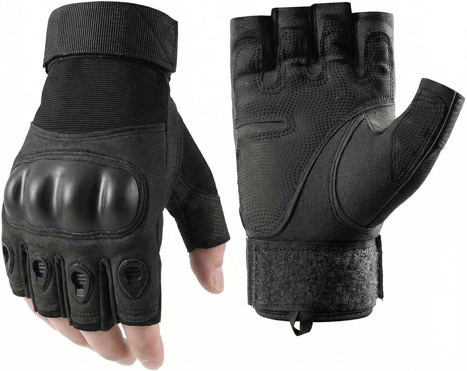 Fingerless Motorcycle Gloves Men Women Tactical Riding Black L | Breathable Soft Shell Protection,Non-Slip Grip,Wrist Support for Motorbike,Cycling,Fitness,Training,Outdoor Sports