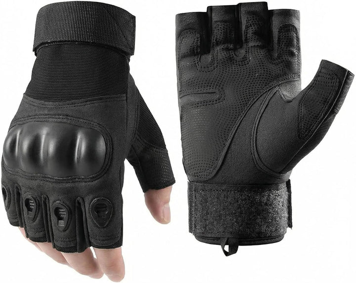 Fingerless Motorcycle Gloves Men Women Tactical Riding Black L | Breathable Soft Shell Protection,Non-Slip Grip,Wrist Support for Motorbike,Cycling,Fitness,Training,Outdoor Sports