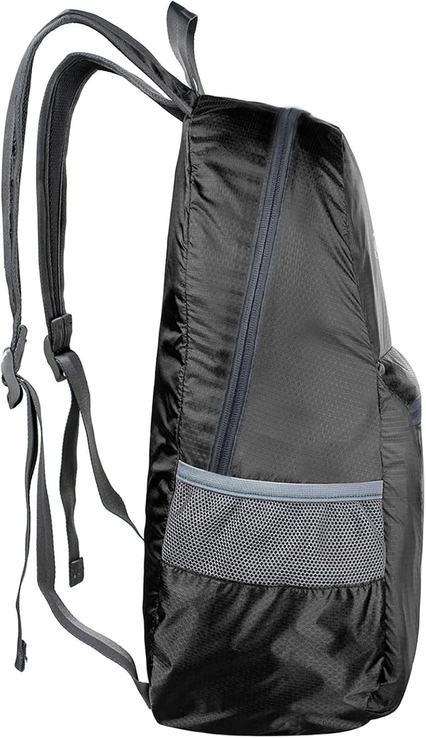 20L Small Packable Travel Hiking Backpack for Men Women | Lightweight Foldable Waterproof Daypack for Outdoor, Black
