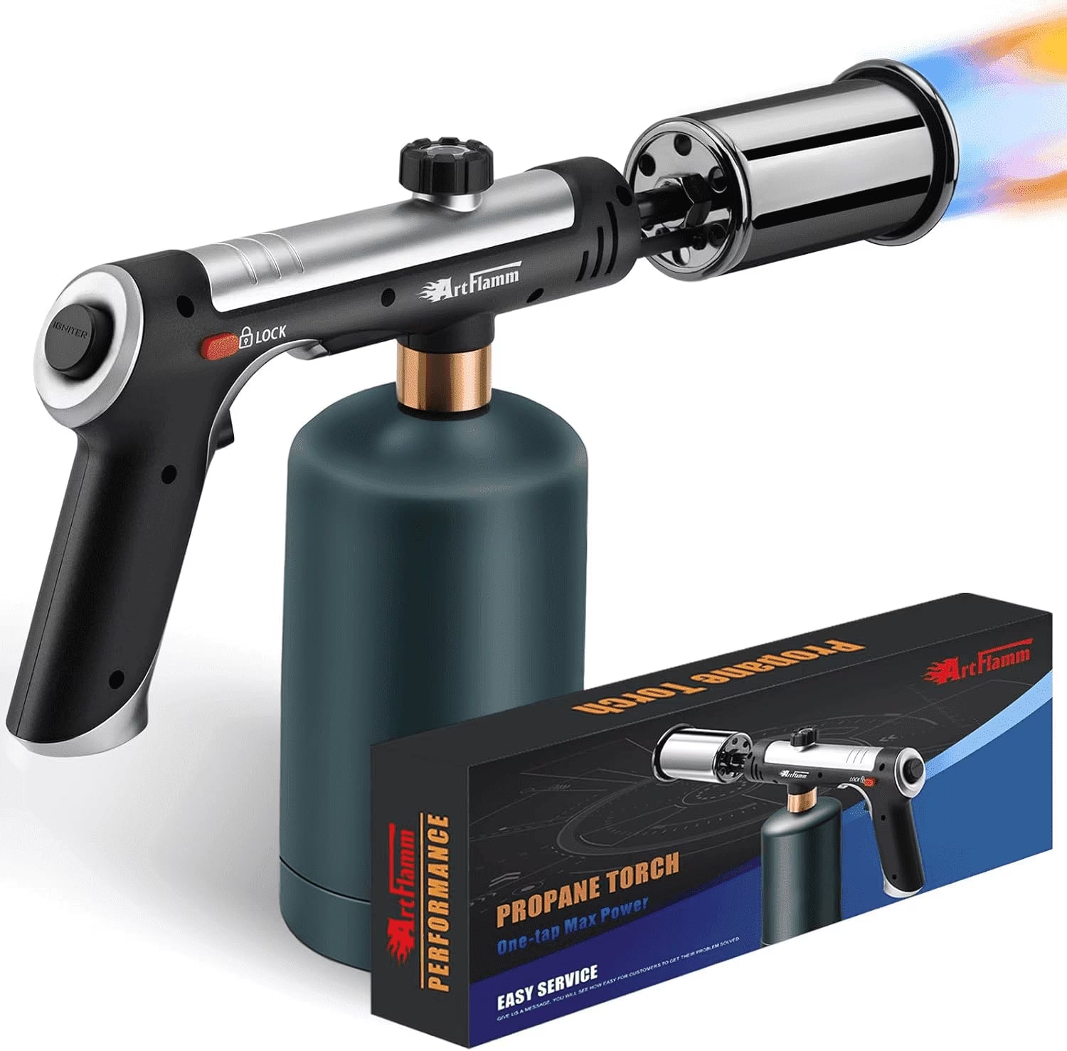 High-Performance Adjustable Flame Propane Torch Gun - Ultimate Grill Gun with Safety Lock for BBQ, Baking, Welding & Outdoor Adventures (Propane Tank Not Included)