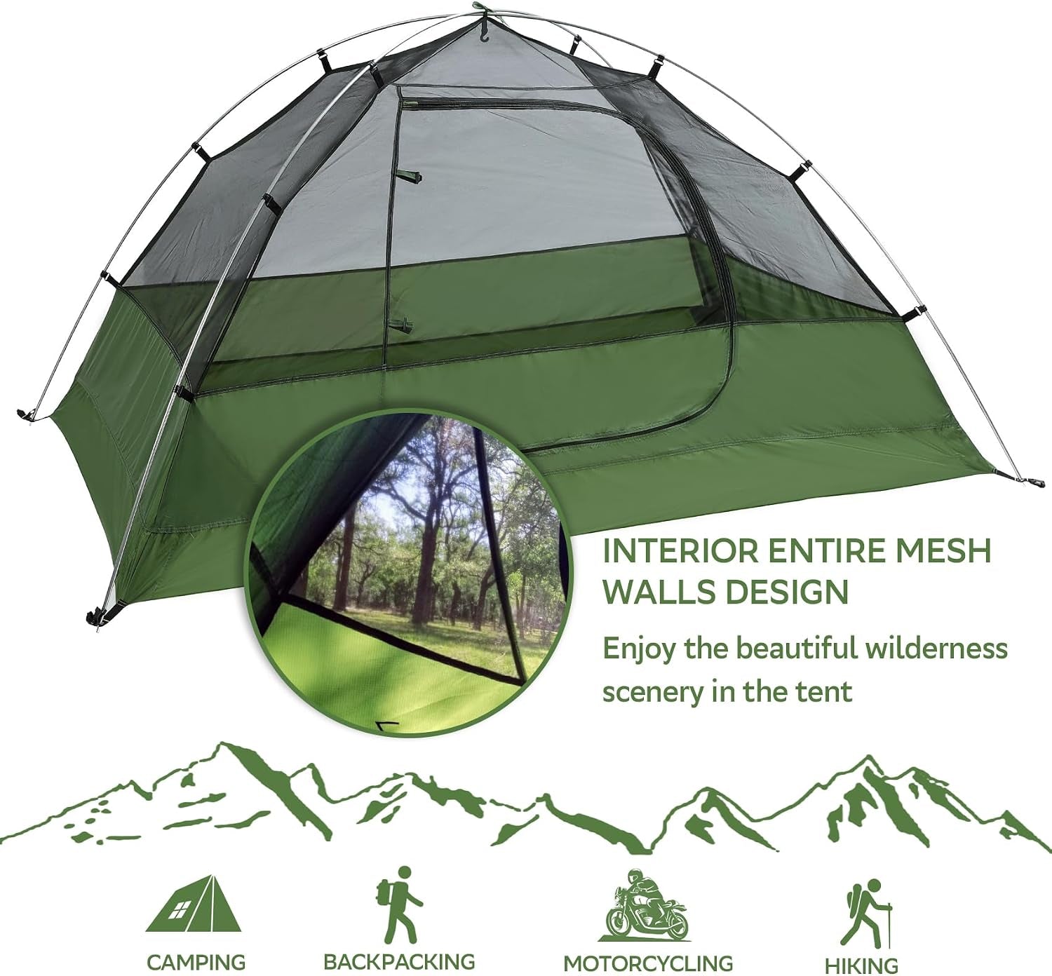 1/2/3/4 Person Lightweight Backpacking Tent, Easy Setup Tent | Aluminum Pole, PU 5000, Ultralight, Freestanding, Durable, Waterproof, Compact, Camping Tent for Hiking and Mountaineering