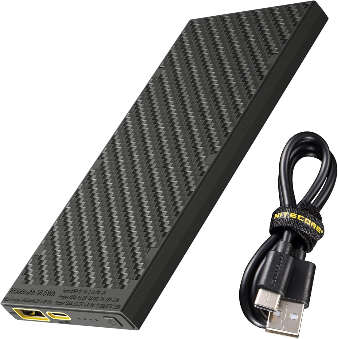 NB10000 Gen II (Gen 2) Ultra-Slim Power Bank, 10000Mah QC Quick-Charge USB and USB-C Dual Outputs with Cables for Phones, Flashlights and Headlamps, Dual Cable Bundle