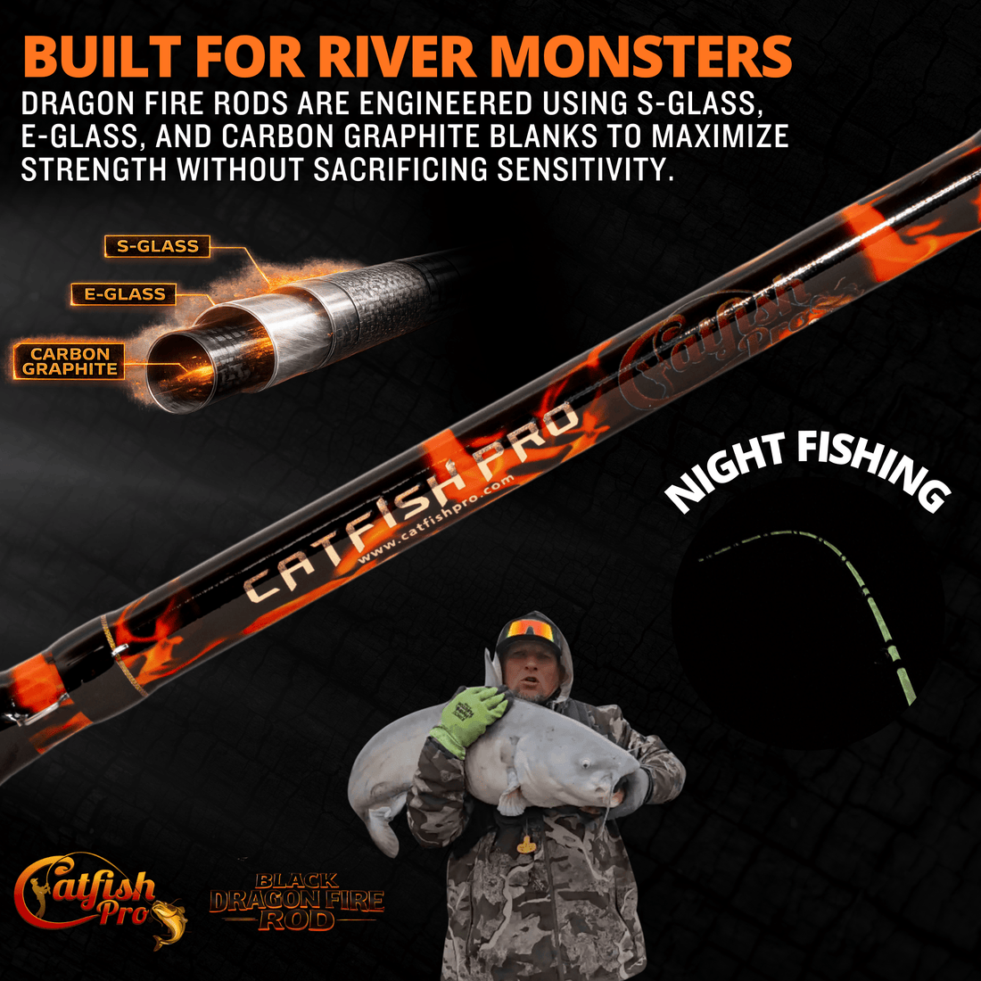 Black Dragon Fire Spinning Glow Rod