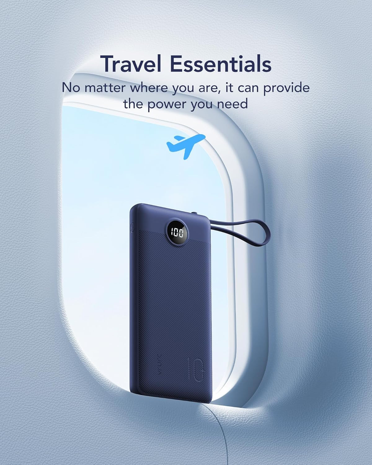 Portable Charger, Built in 4 Cables & Lanyard Power Bank 10000Mah | Compact USB C Phone Charging Bank 5 Outputs for Multi Devices,Travel Essential for Hiking Camping Business-Navy(1 Pack)