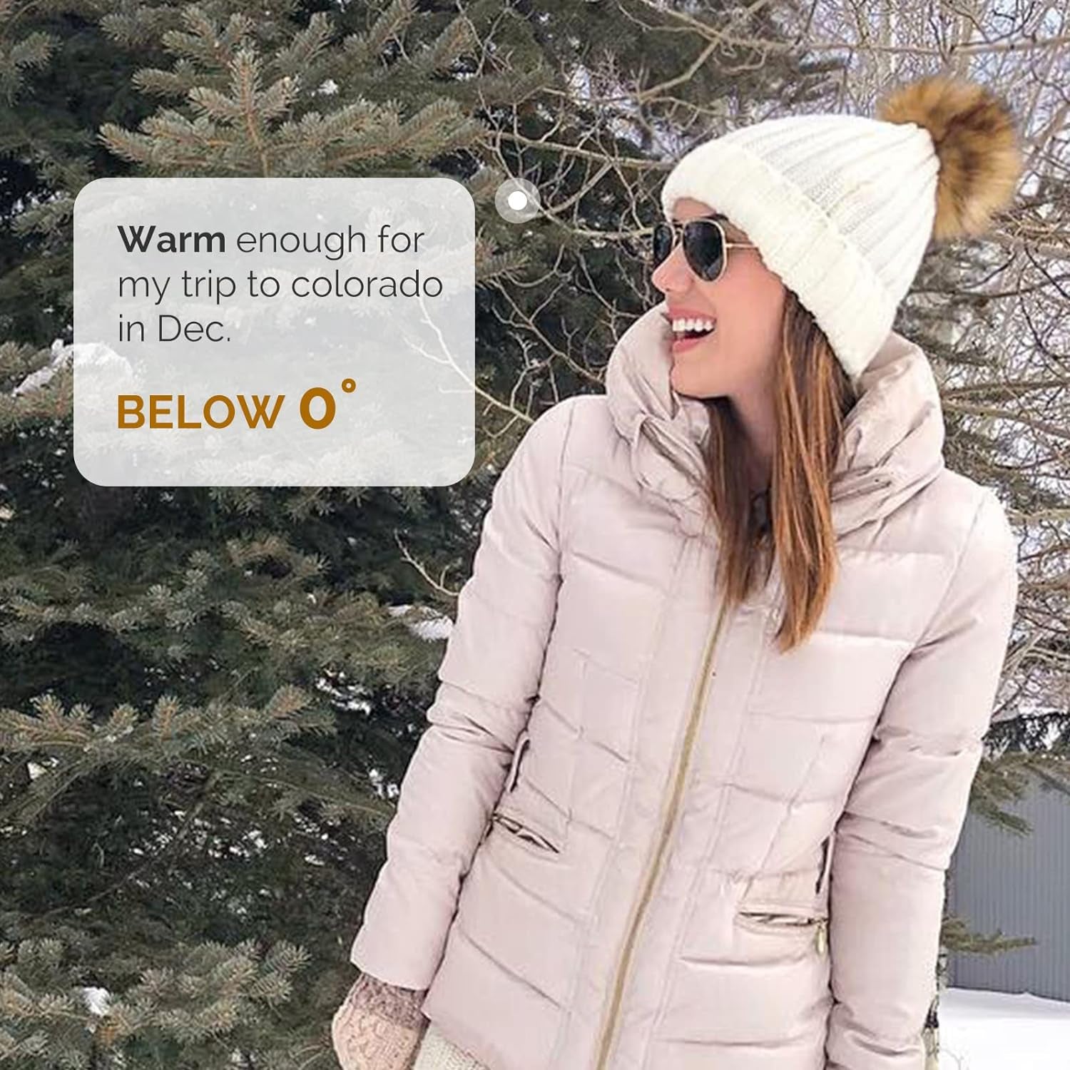 Womens Winter Knitted Beanie Hat with Faux Fur Pom Warm Knit Skull Cap Beanie for Women