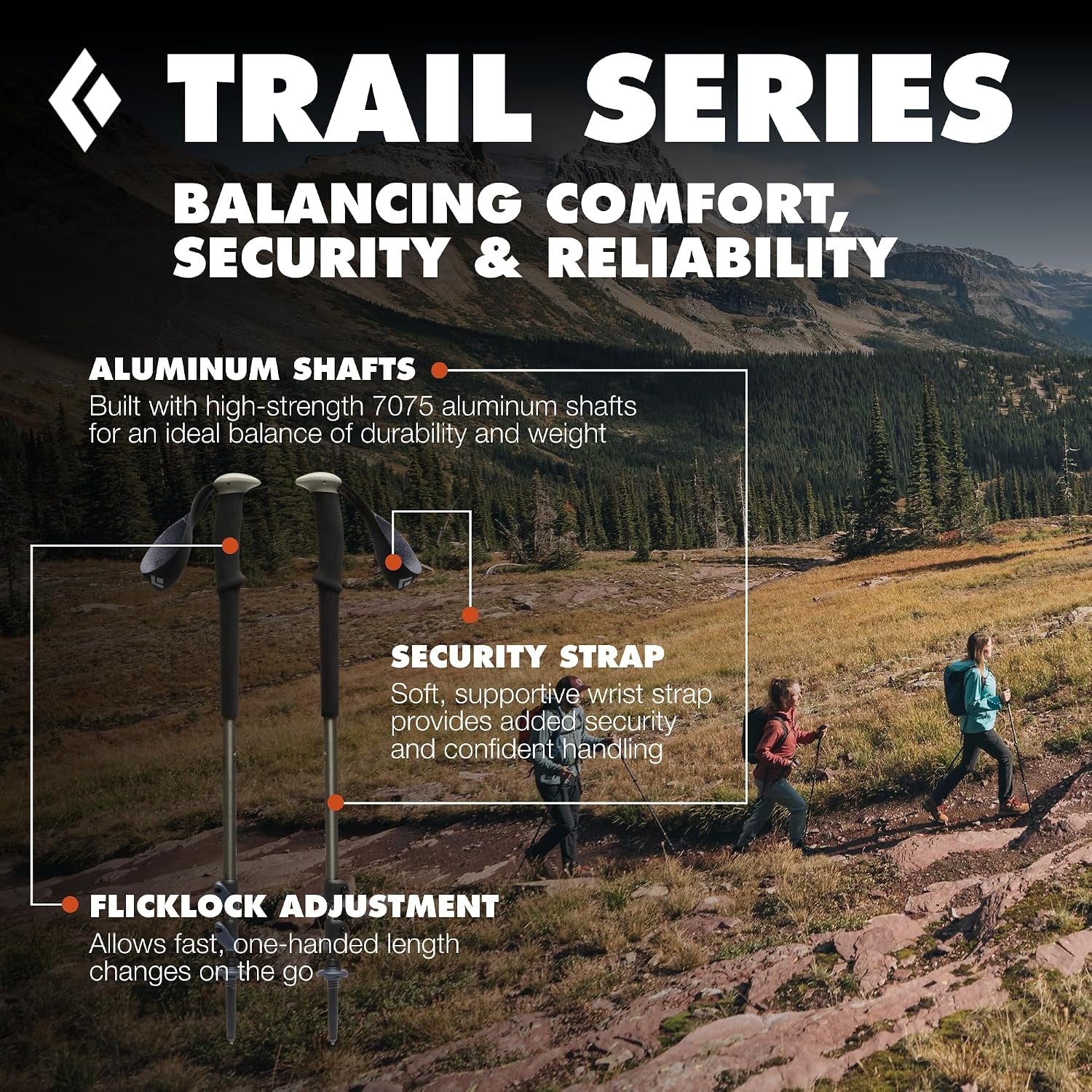 Trail Trekking Poles (Pair), Lightweight, Aluminum, Hiking