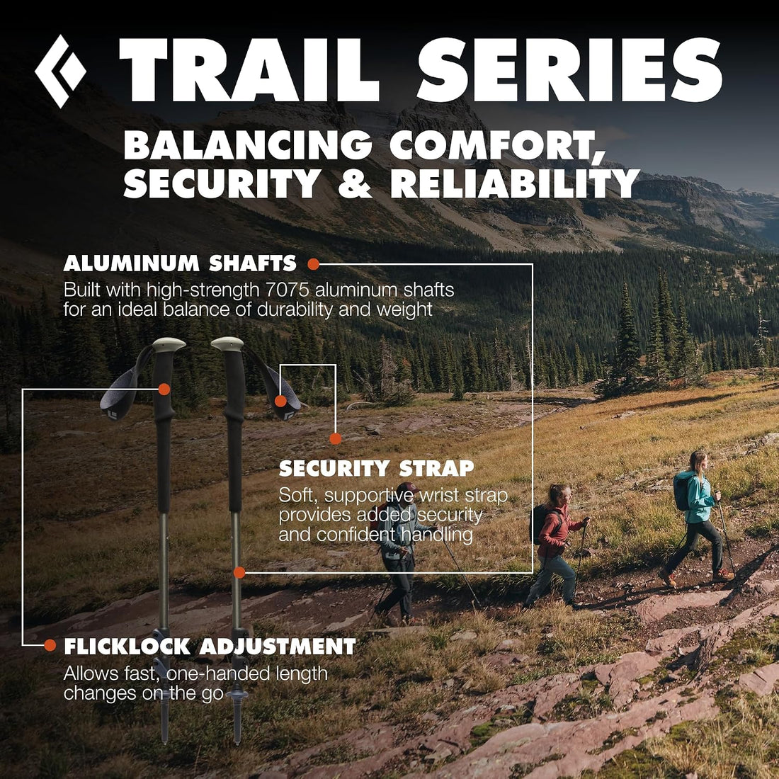 Trail Trekking Poles (Pair), Lightweight, Aluminum, Hiking