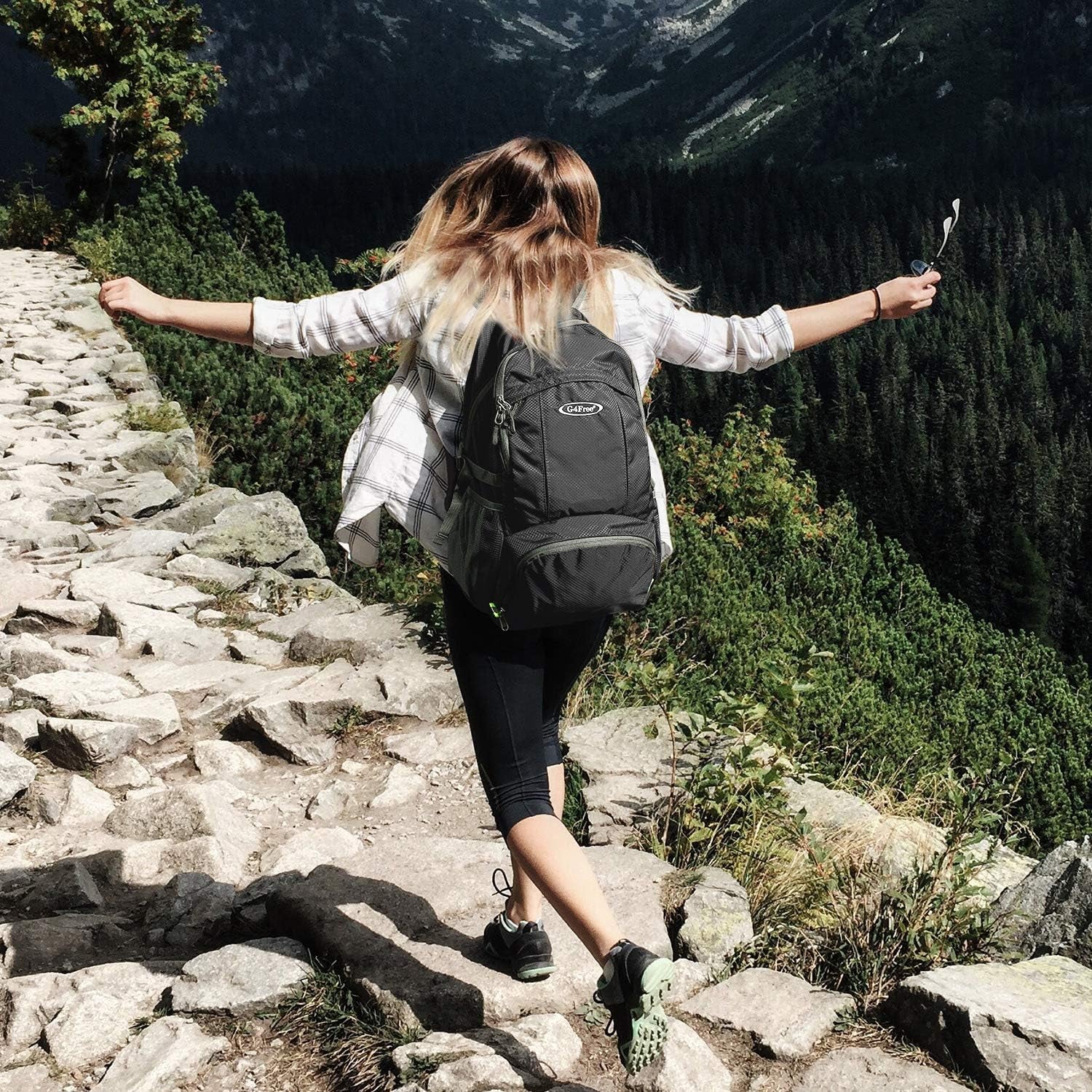 40L Lightweight Packable Hiking Backpack, Waterproof Travel Daypack | Water-Resistant Nylon, Size: 18.9*12.9*9.4 in (L*W*H), 100% Waterproof Wet Pocket, Travel, Climbing, Swimming (Black)