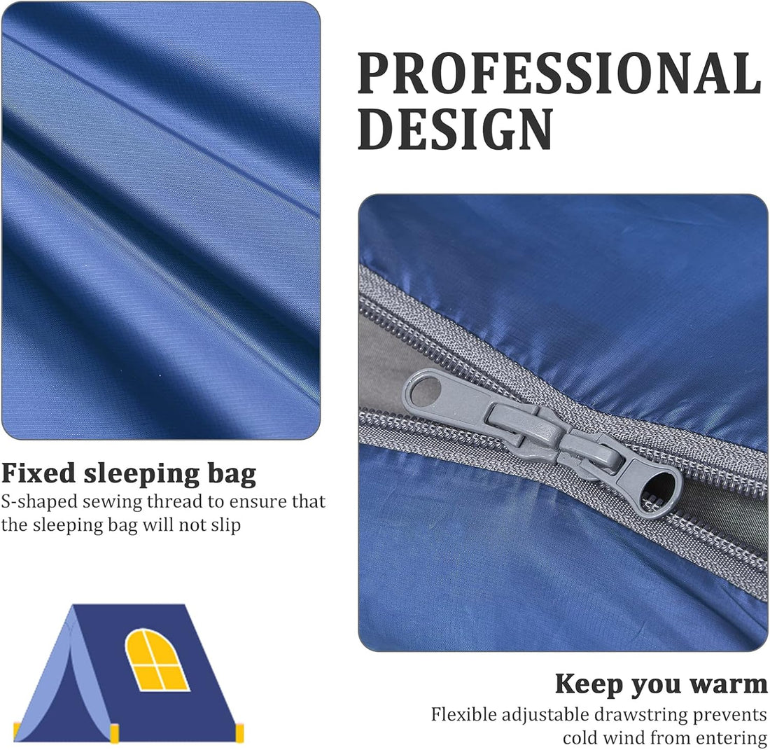Warm Weather Sleeping Bag - Portable, Waterproof, Compact Lightweight, Comfort with Compression Sack - Great for Outdoor Camping, Backpacking & Hiking-83 L X 30" W Fits Adults