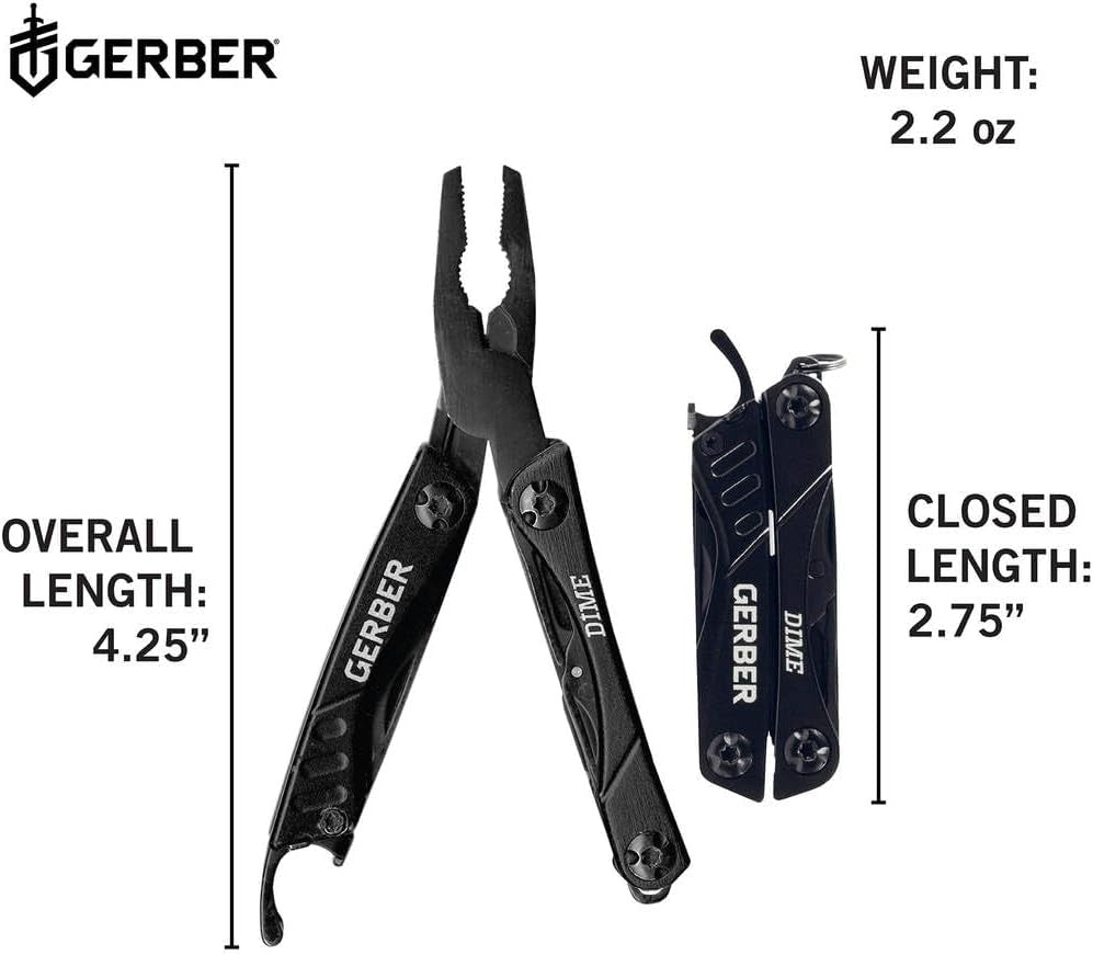 Dime 12-In-1 Mini Multitool Pliers, Pocket Knife,Bottle Opener,Black