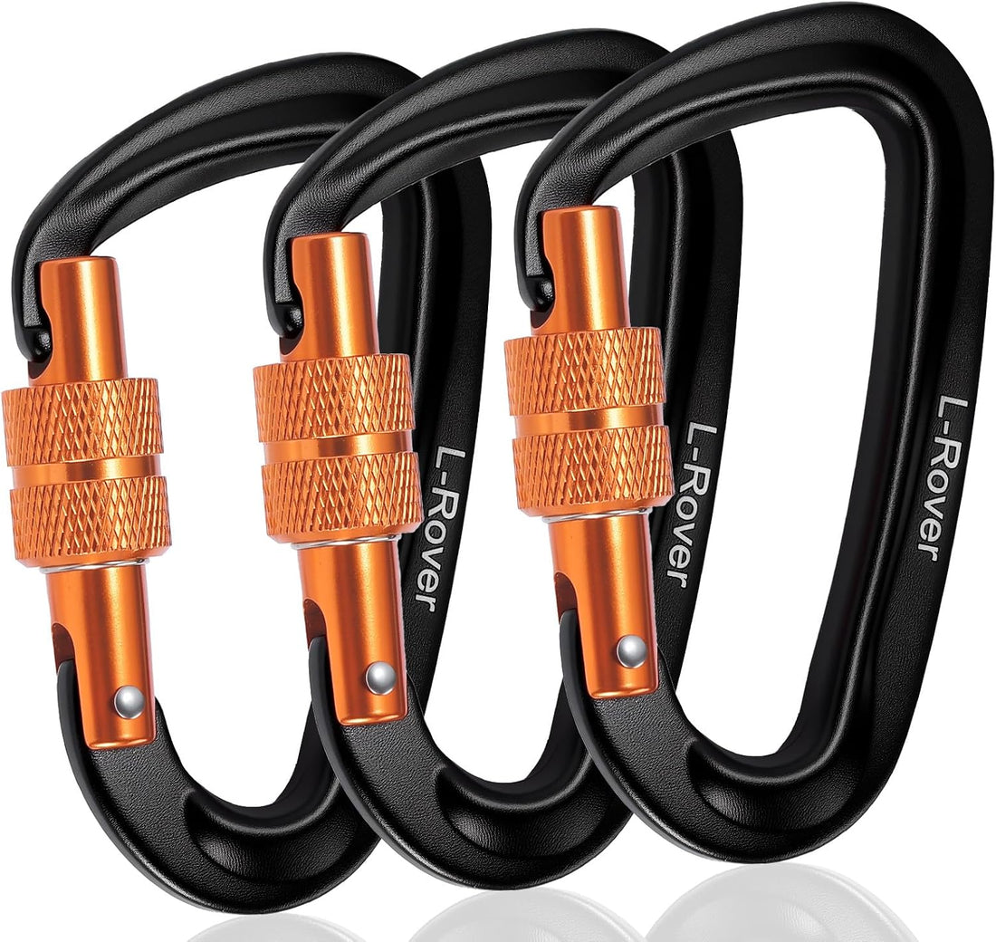3 Heavy Duty Carabiner Clips 12Kn (2697 Lbs)-Lightweight Locking Carabiners for Securing Pets，Camping, Hiking, Hammock，Outdoor and Gym Etc, Keychains& Utility