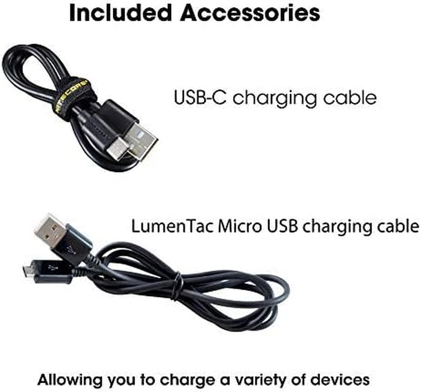 NB10000 Gen II (Gen 2) Ultra-Slim Power Bank, 10000Mah QC Quick-Charge USB and USB-C Dual Outputs with Cables for Phones, Flashlights and Headlamps, Dual Cable Bundle
