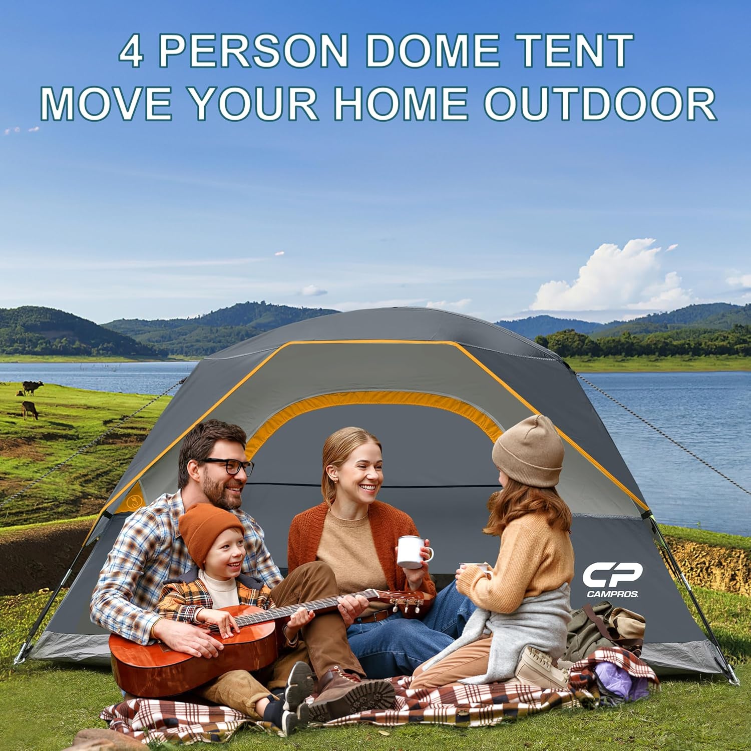 Tents for Camping 2/4/6 Person, Waterproof Windproof Dome Tent | Camping Tents with Rainfly Easy Setup in 5 Mins, Portable Tents with Mesh Window & Carry Bag for Outdoor Camping Backyard