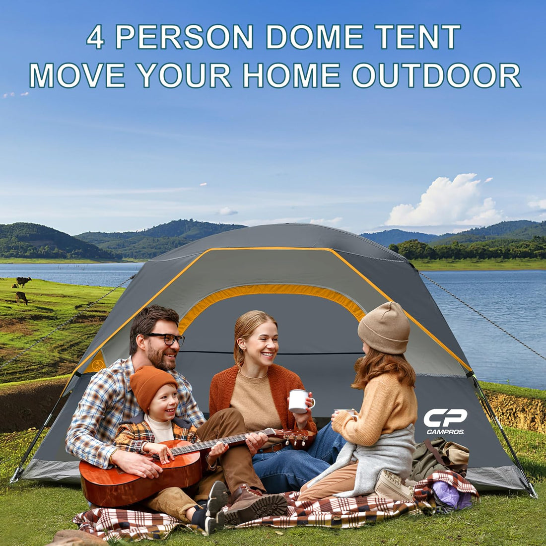 Tents for Camping 2/4/6 Person, Waterproof Windproof Dome Tent | Camping Tents with Rainfly Easy Setup in 5 Mins, Portable Tents with Mesh Window & Carry Bag for Outdoor Camping Backyard