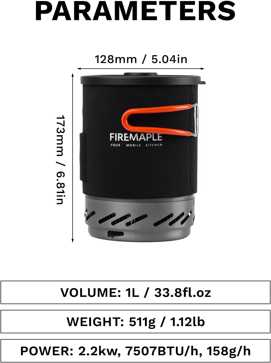 Fixed Star 1 Backpacking and Camping Stove System, Black 18Oz | 30% Faster Boil with HX Base, Piezo Ignition, Compact & Durable, All-In-One Pot, Compatible with Most Canisters, Portable