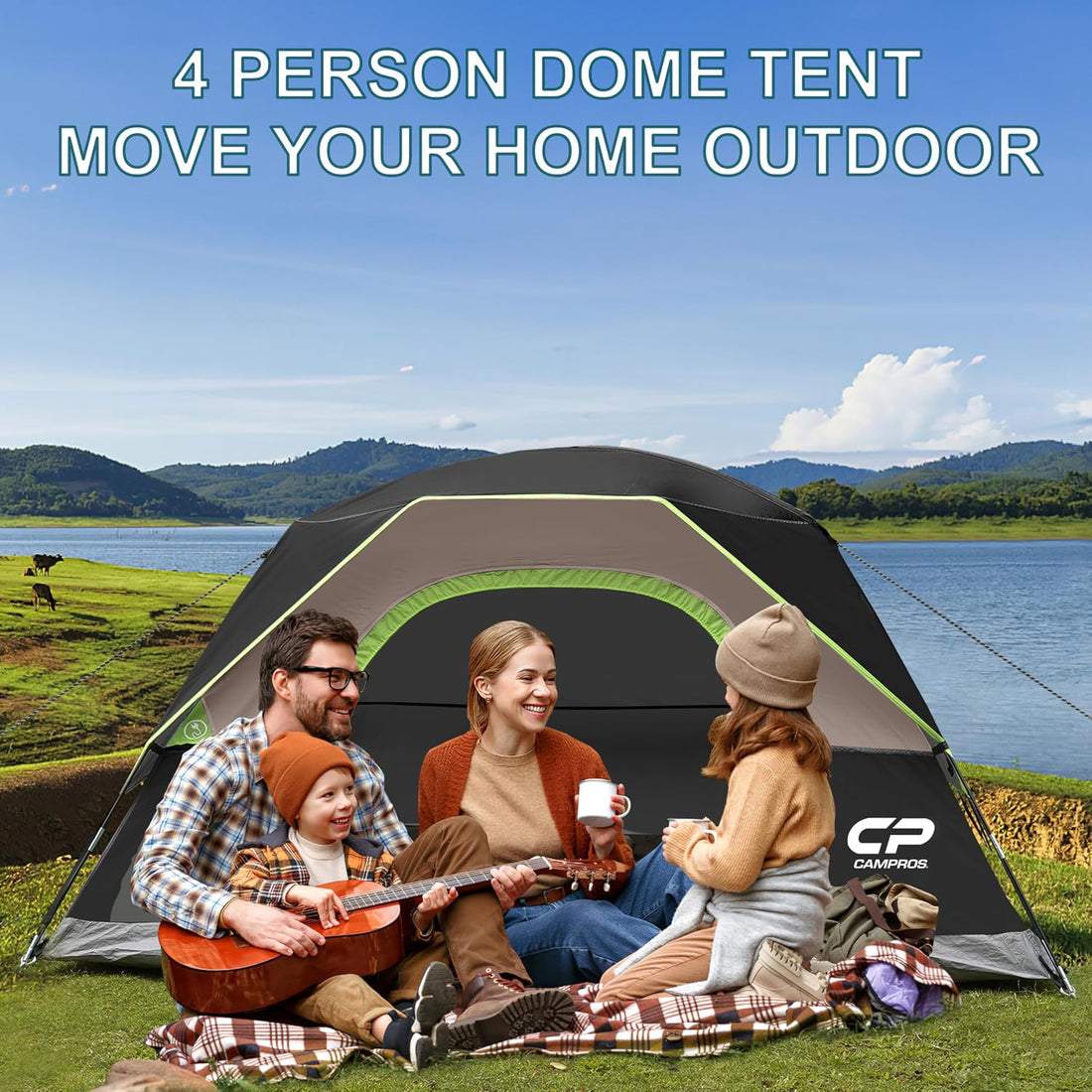 Tents for Camping 2/4/6 Person, Waterproof Windproof Dome Tent | Camping Tents with Rainfly Easy Setup in 5 Mins, Portable Tents with Mesh Window & Carry Bag for Outdoor Camping Backyard