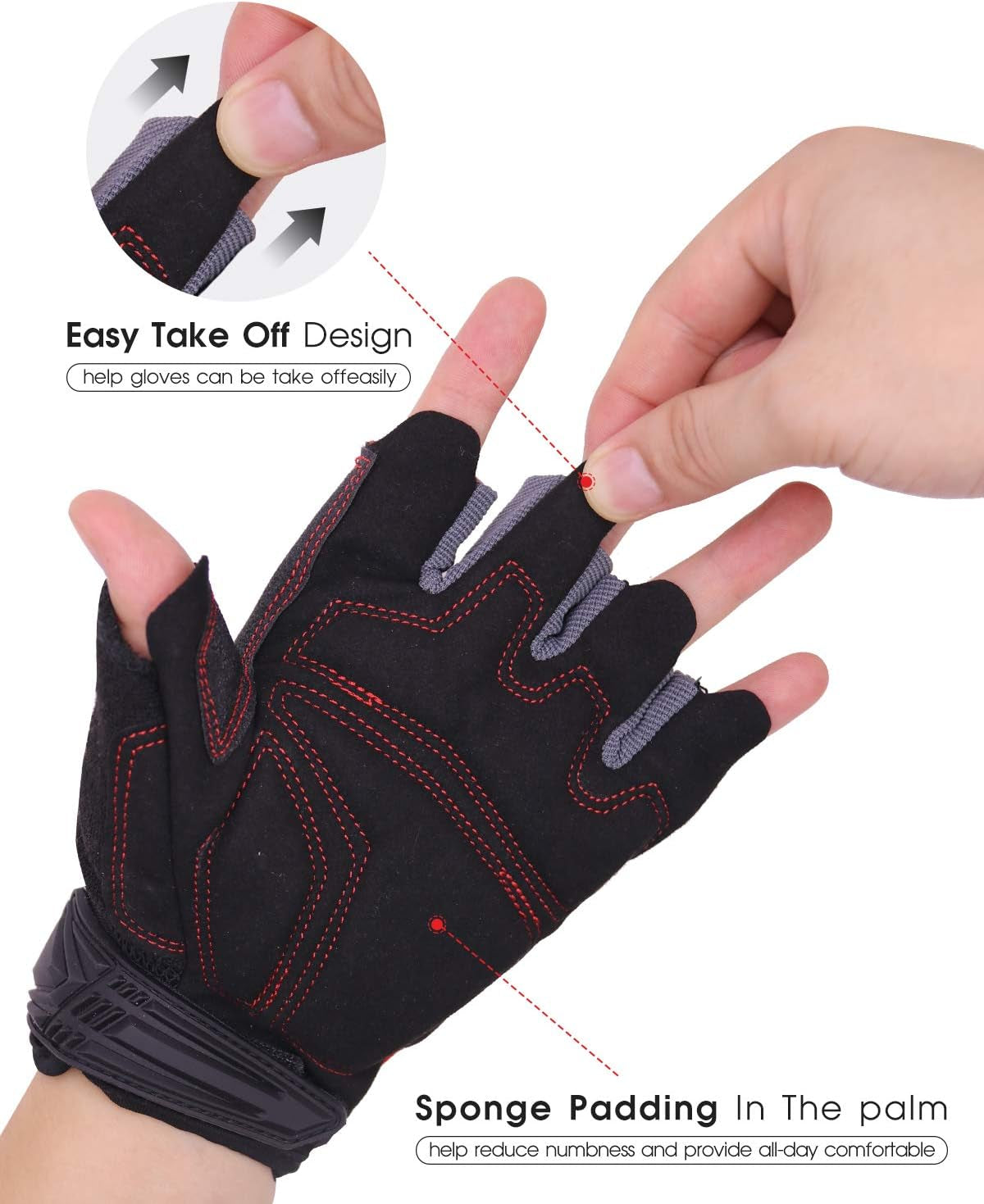 Fingerless Work Gloves for Men, Half Finger Working Glove Grip Shock-Absorbing Breathable Uwrist TPR Anti-Collision Gloves for Mens & Women (L)