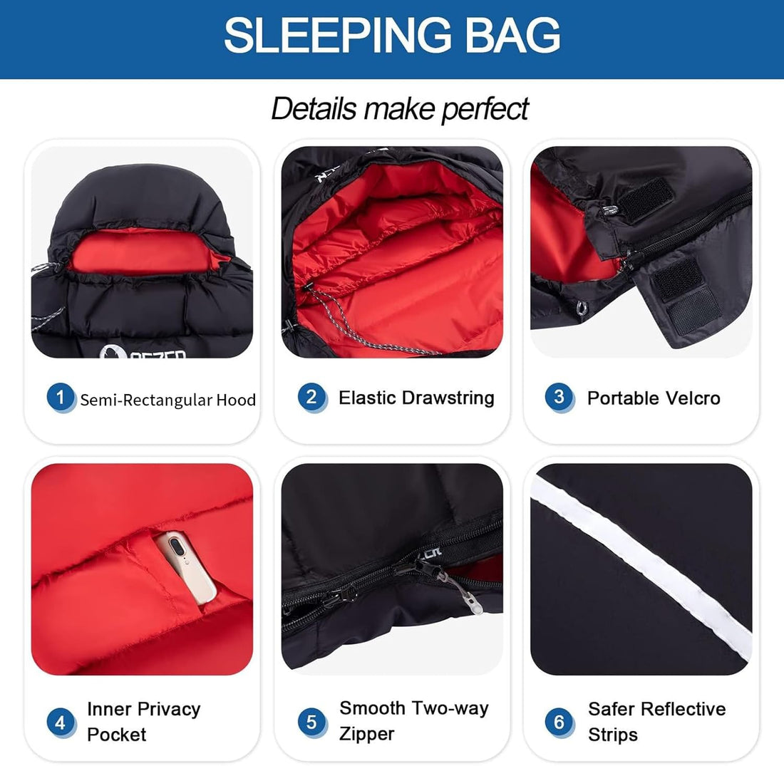 Down Sleeping Bag for Adults, 600 Fill Power Ultralight Backpacking | 600 Fill Power Down,Compact Carry,Ultralight Trail Use,Camping Hiking Backpacking,Cold and Warm Weather Use
