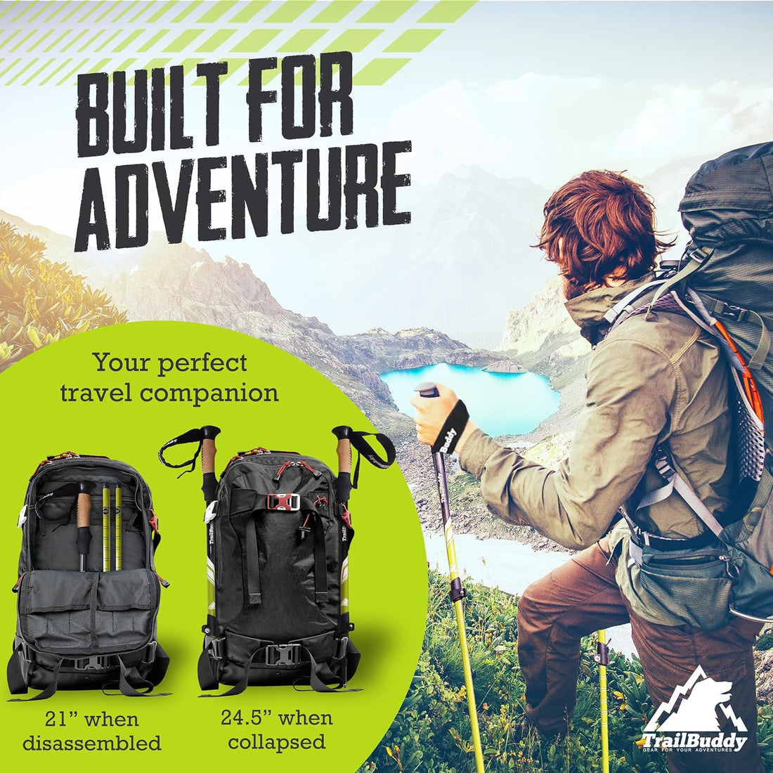 Trekking Poles – Lightweight 7075 Aluminum Hiking Poles for Women, Men & Seniors – Collapsible Walking Sticks for Travel, Trails & Balance