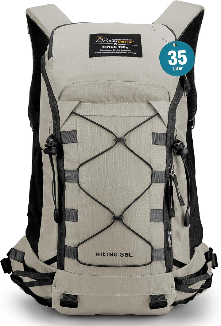 35L Hiking Backpack, Lightweight Daypack with Rain Cover | Durable 35L Hiking Backpack Features Scratch-Resistant Fabric, YKK Zippers and Included Rain Cover