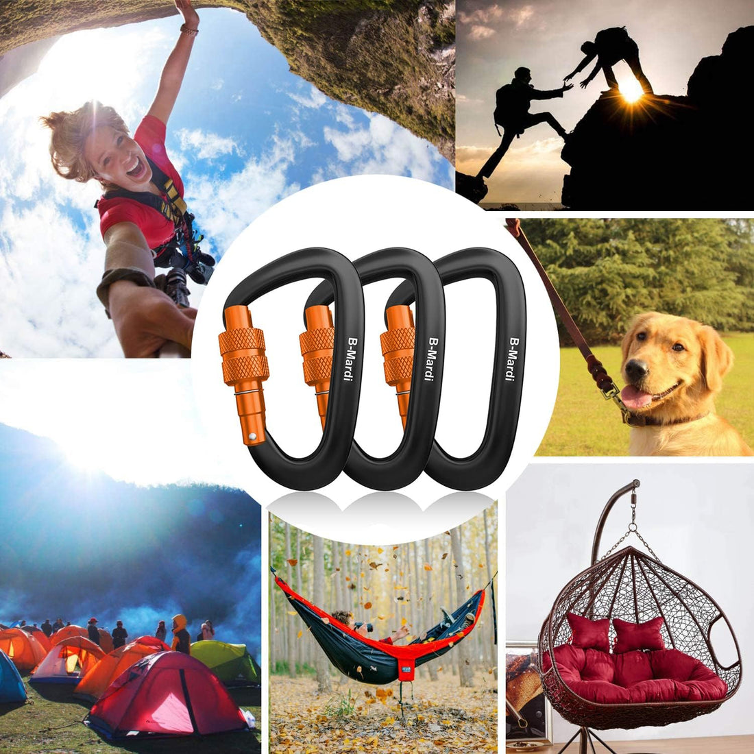 Carabiner Clips Heavy Duty 12Kn (2697 Lbs)-Lightweight Locking Carabiners for Camping, Hiking, Hammock, Dog Leash Harness, Outdoor and Gym Etc, Keychains& Utility