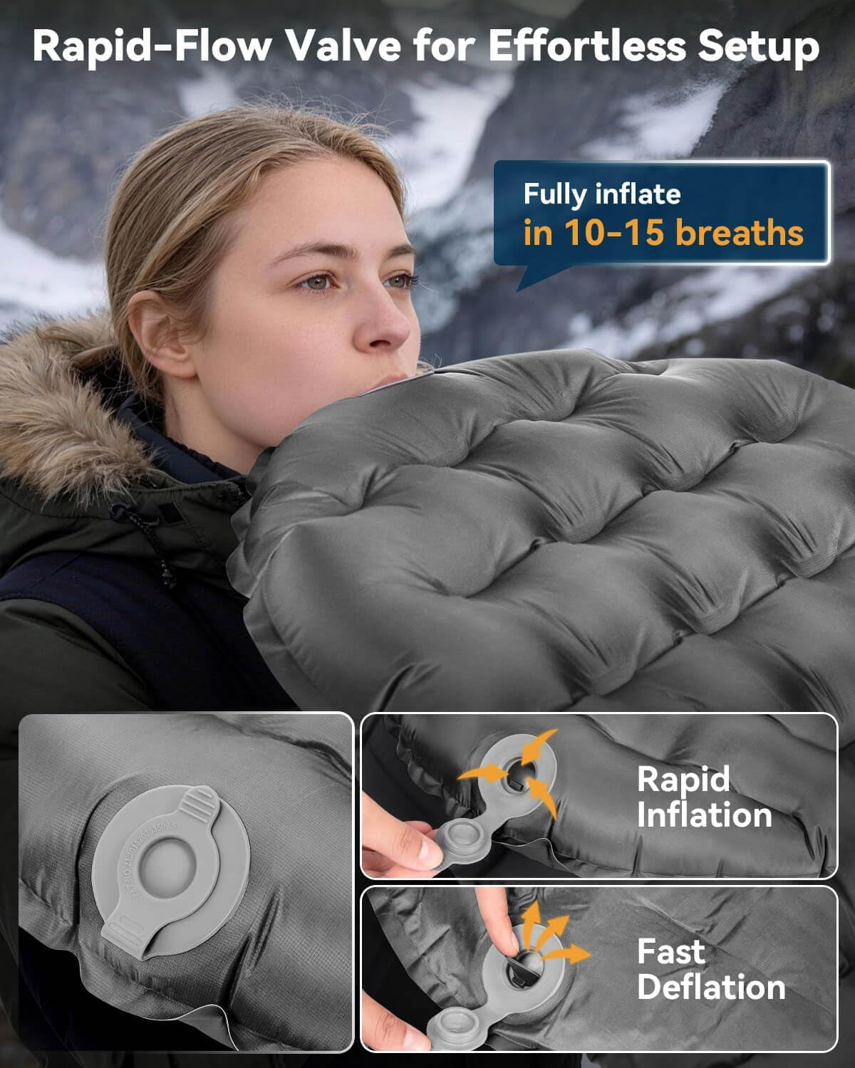 R4 Backpacking Sleeping Pad, Ultralight Camping Mattress | R4 Warmth,15Oz Ultralight,3 Inch Body Support,20D Nylon,4-Seasons Insulation,For Ultralight Backpacking & Camping