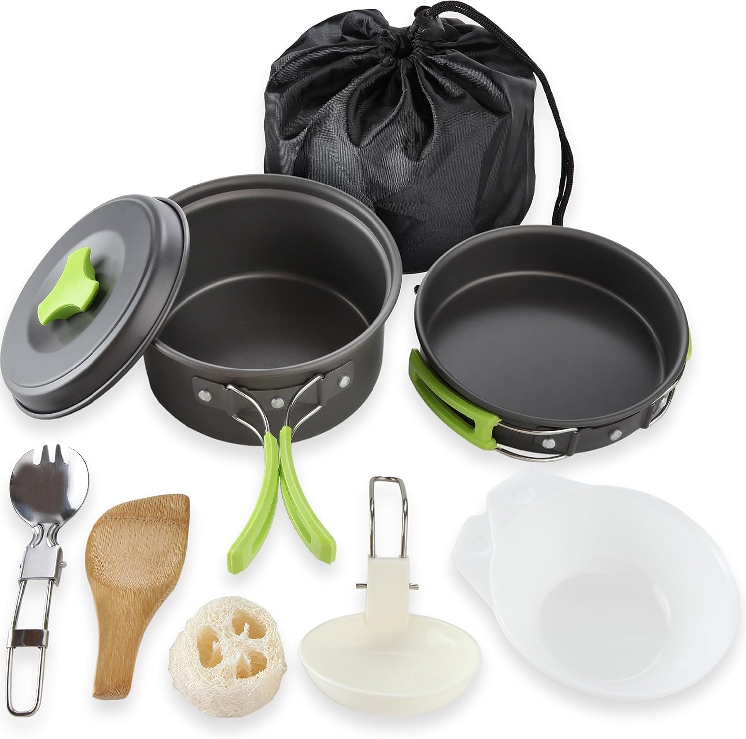 Camping Cookware Mess Kit for Backpacking Gear – Camping Cooking Set - Camping Pots and Pans Set - Backpacking Stove/Portable Stove Compatible - Camp Kitchen Equipment Accessories Pot
