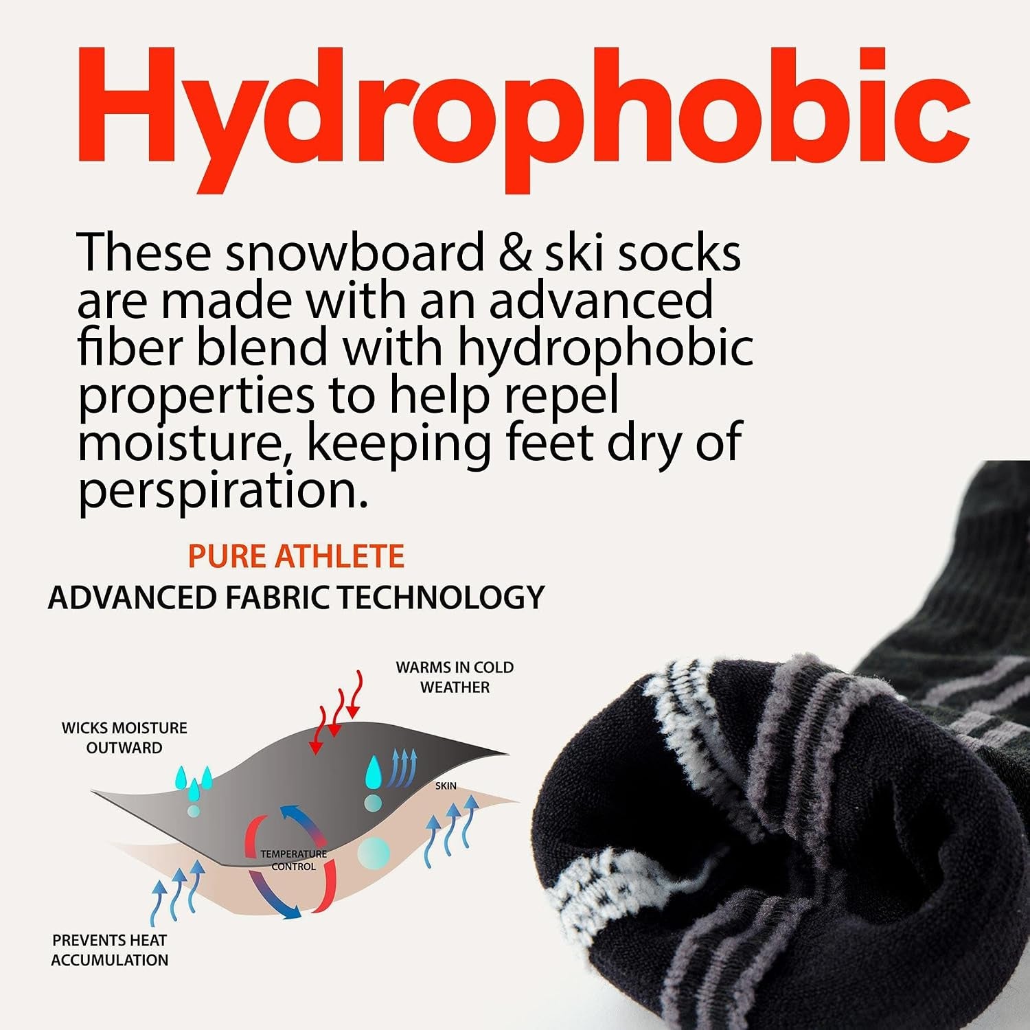 Ultra-Thin Lightweight Ski Socks - Snowboarding Skiing Sock, Merino Wool