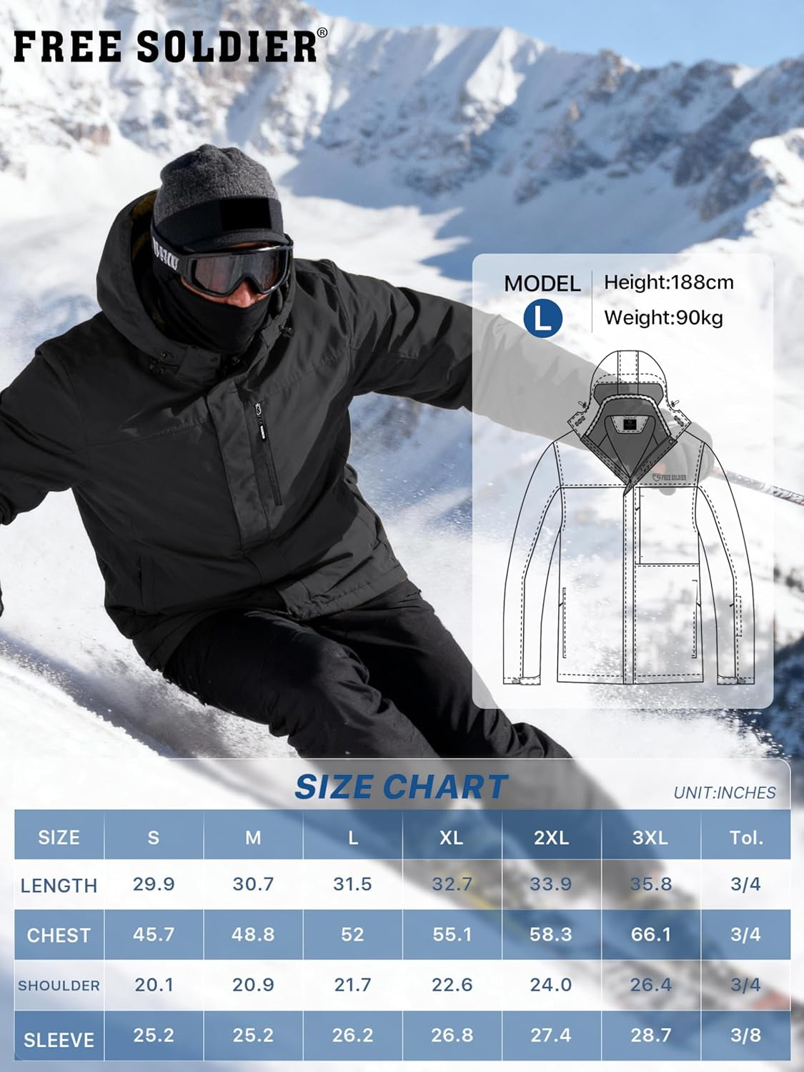 Men'S Waterproof Ski Snow Jacket Fleece Lined Warm Winter Rain Jacket with Hood Fully Taped Seams