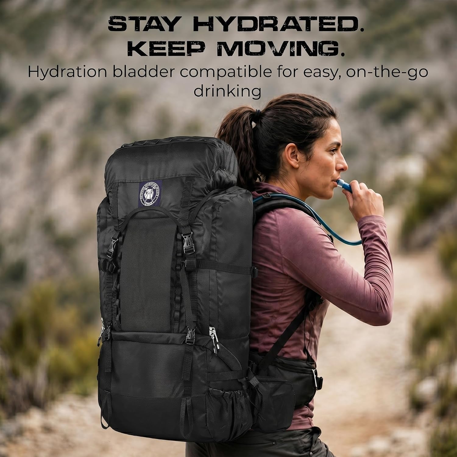 Supersonik 72L Internal Frame Hiking Backpack for Men and Women – Lightweight Waterproof Trekking & Camping Backpack with Rain Cover – Adjustable Back Length, Hydration Bladder Compatible