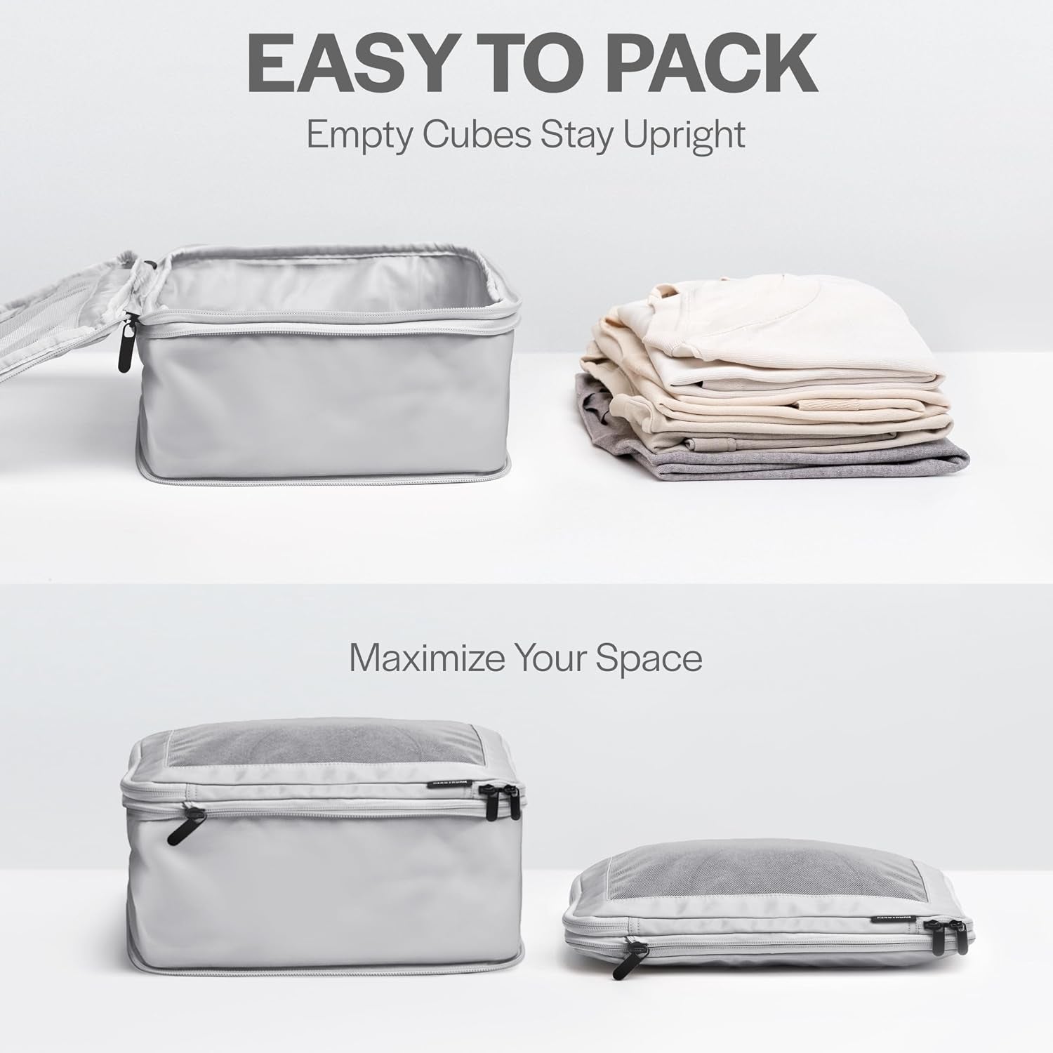 Maximize Your Travel Space with Our Premium 6-Pack Compression Packing Cubes in Light Grey