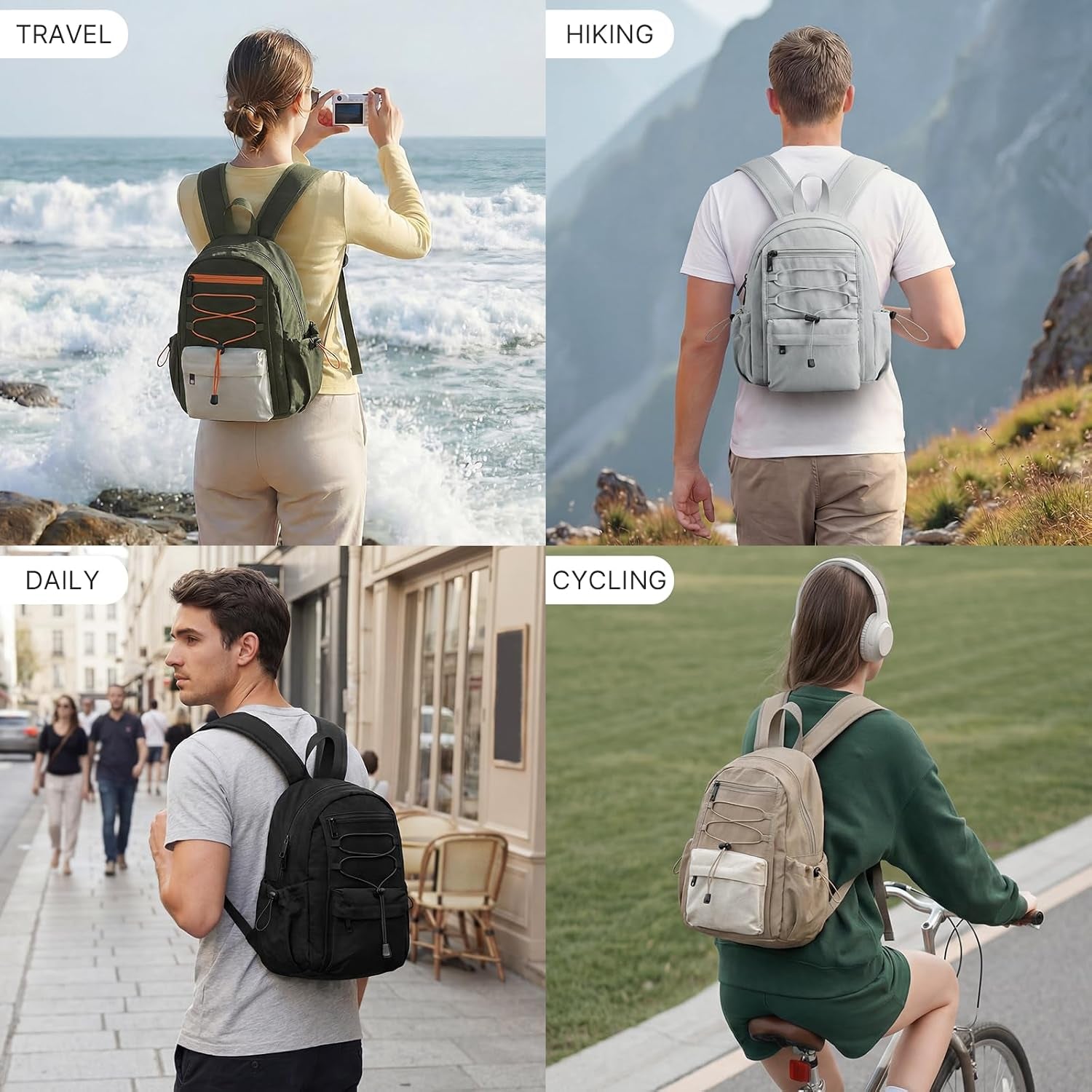 10L Small Backpack for Women Men | Mini Lightweight Hiking Travel Casual Daypack, Water Repellent Fabric, Fits 11" Tablet, Black