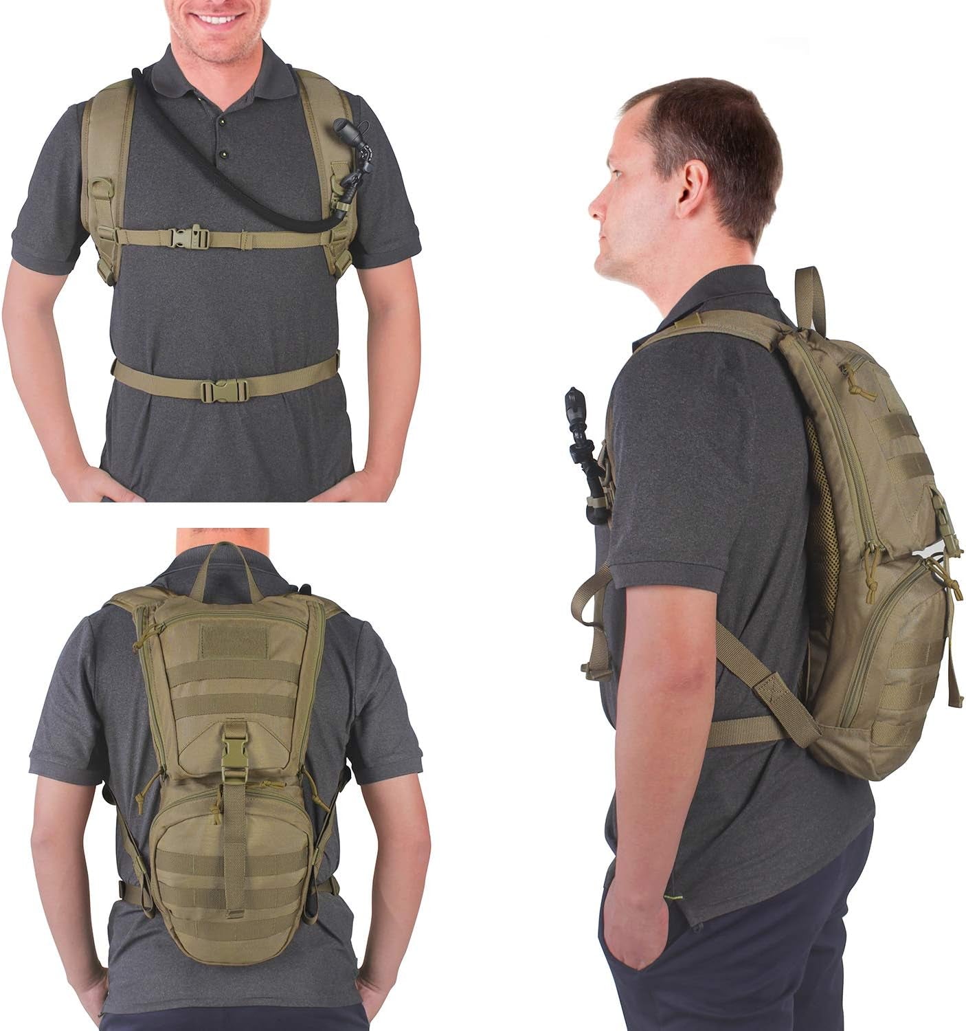 Tactical Hydration Packs Backpack 1050D with 3L Water Bladder, Thermal Insulation Pack Keeps Liquid Cool up to 4 Hours for Hiking, Cycling, Hunting and Climbing