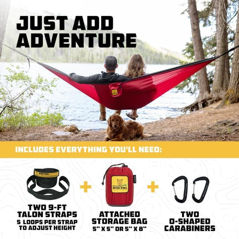 Camping Hammock – up to 500Lbs Portable Hammock with Tree Straps - Travel, Backpacking, Hiking, Outdoors Camping Gear - Single or Double
