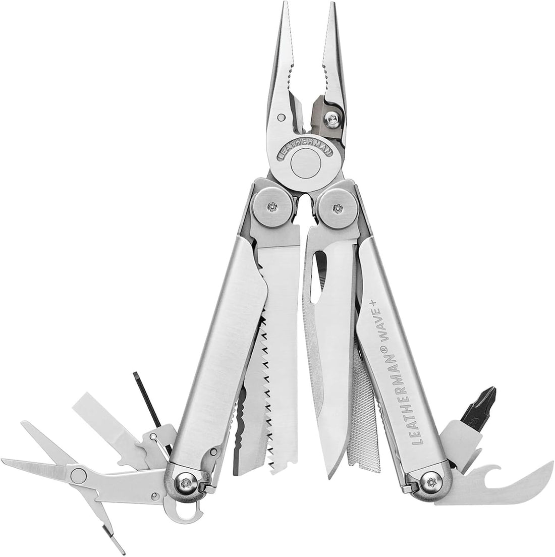 LEATHERMAN Wave plus 18-In-1 Multi-Tool, DIY and Outdoors, Stainless Steel | Outside-Accessible Blades, Replaceable Wire Cutters, Spring-Action Scissors, Locking Tools