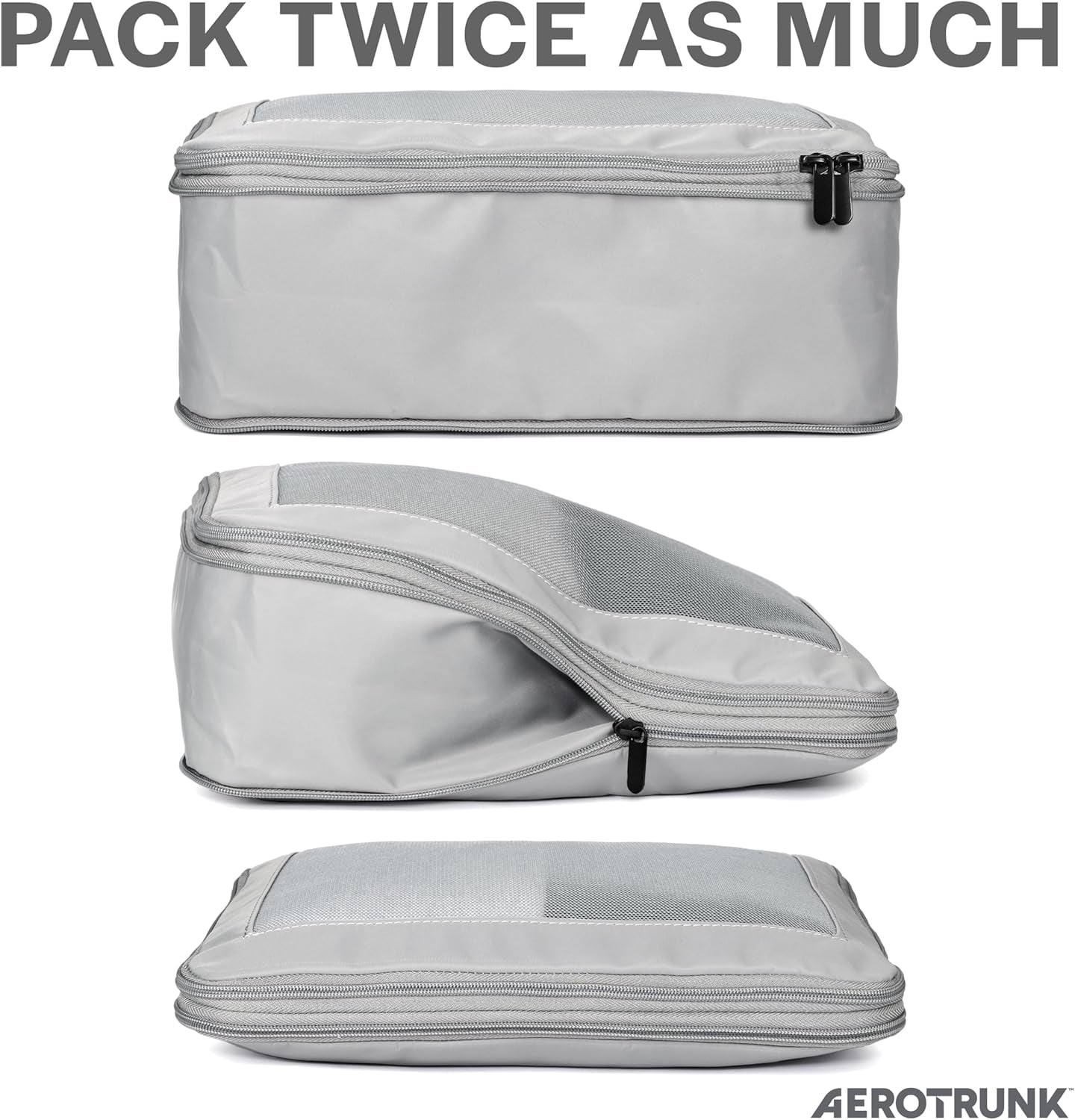 Maximize Your Travel Space with Our Premium 6-Pack Compression Packing Cubes in Light Grey
