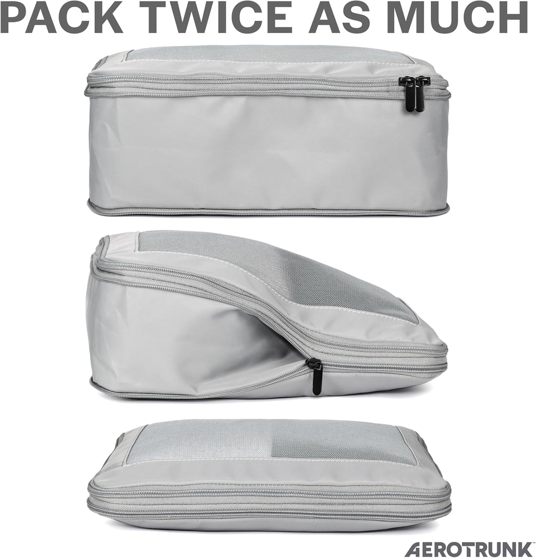Maximize Your Travel Space with Our Premium 6-Pack Compression Packing Cubes in Light Grey
