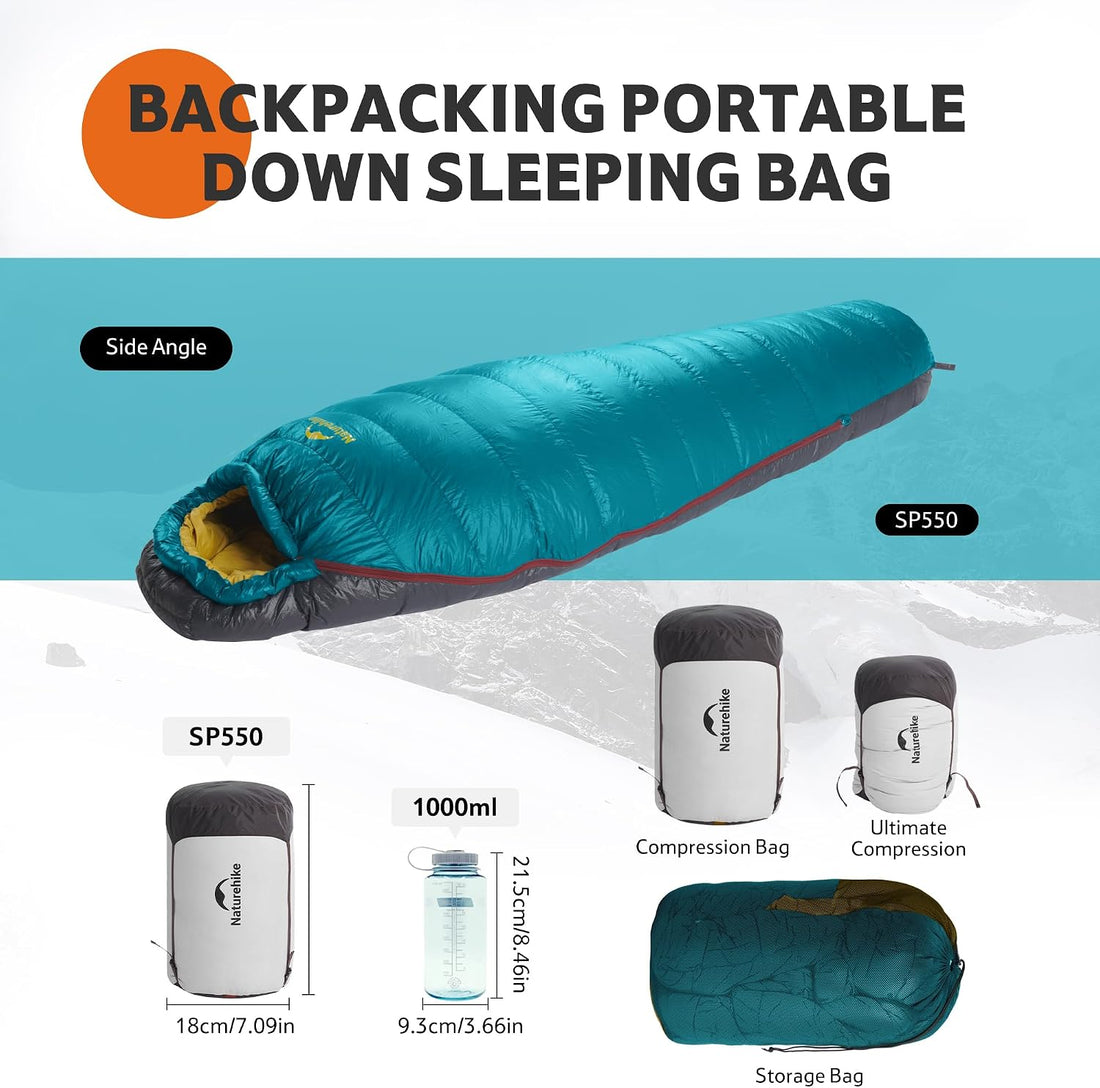 0 Degree RDS down Mummy Sleeping Bag for Adults, 650 Fill Power, Cold Weather Backpacking Sleeping Bag for Camping, Hiking, -1℉ 18℉ 30℉, YKK Zipper