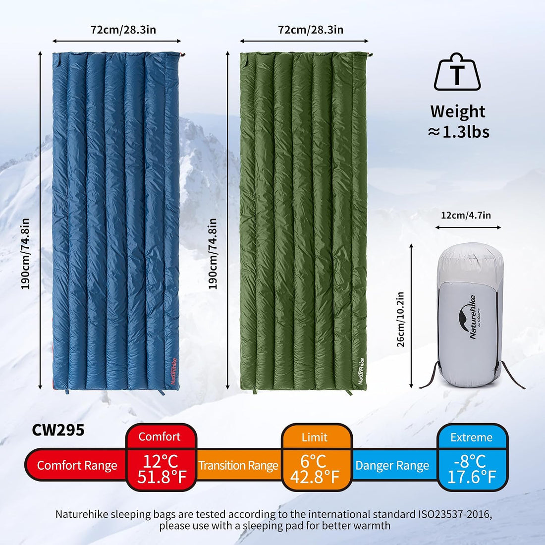 Ultralight Backpacking RDS down Sleeping Bag for Adults, 650 Fill Power Sleeping Bag for 42/52℉, 20Oz Compact Lightweight Sleeping Bags for Hiking Camping 3 Seasons