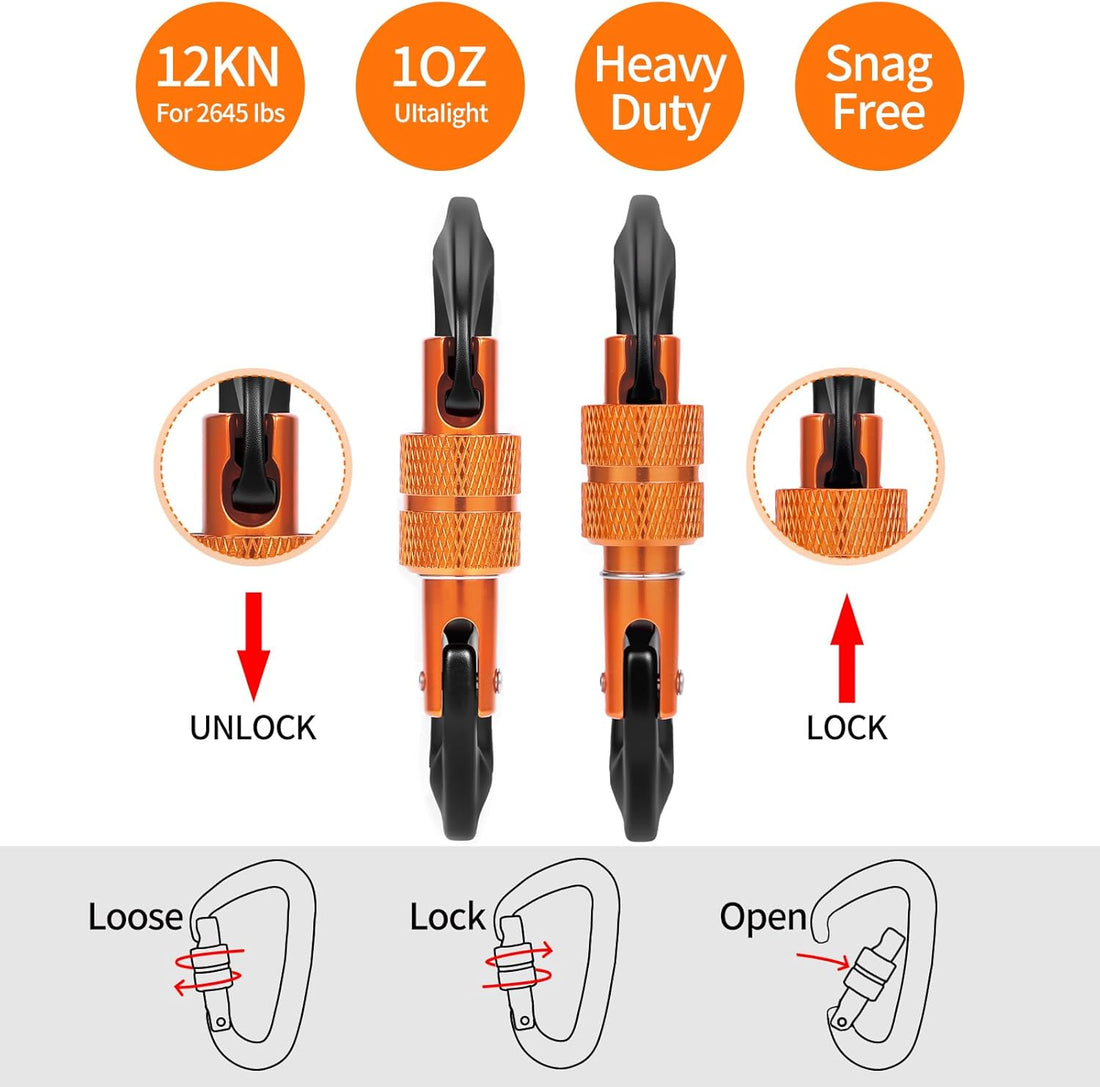 Carabiner Clips Heavy Duty 12Kn (2697 Lbs)-Lightweight Locking Carabiners for Camping, Hiking, Hammock, Dog Leash Harness, Outdoor and Gym Etc, Keychains& Utility