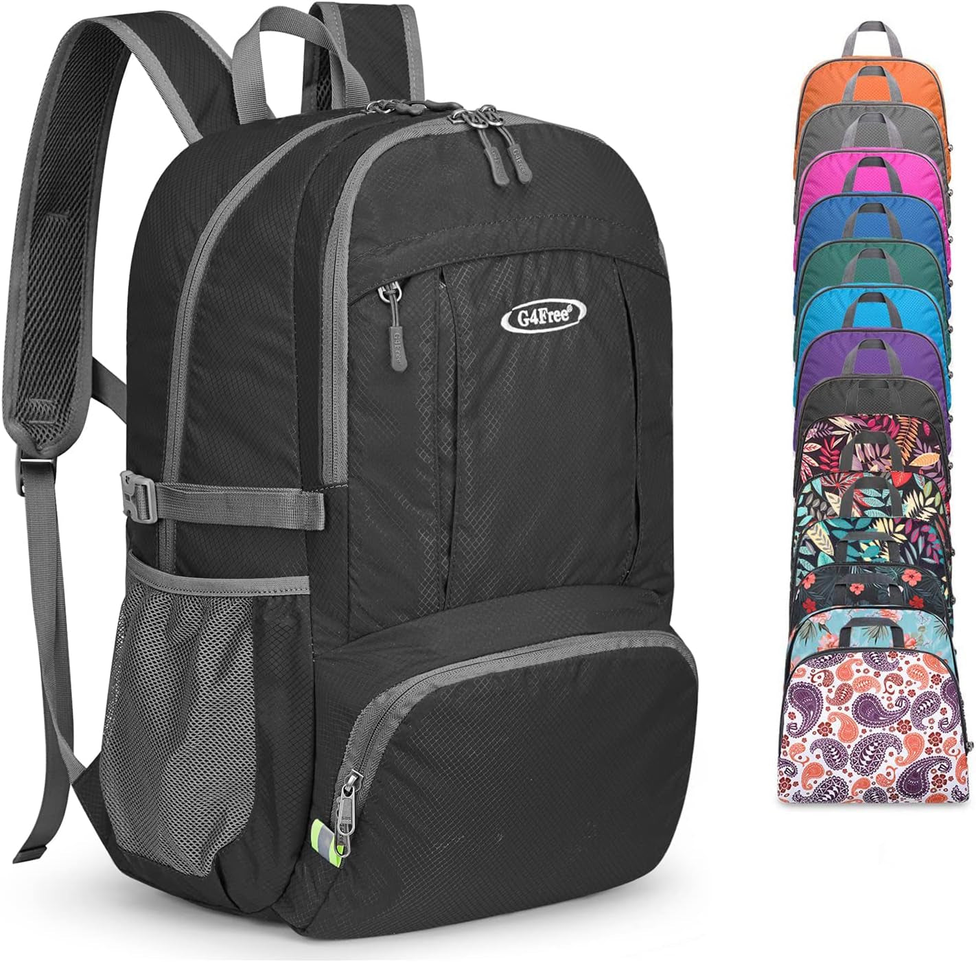 40L Lightweight Packable Hiking Backpack, Waterproof Travel Daypack | Water-Resistant Nylon, Size: 18.9*12.9*9.4 in (L*W*H), 100% Waterproof Wet Pocket, Travel, Climbing, Swimming (Black)