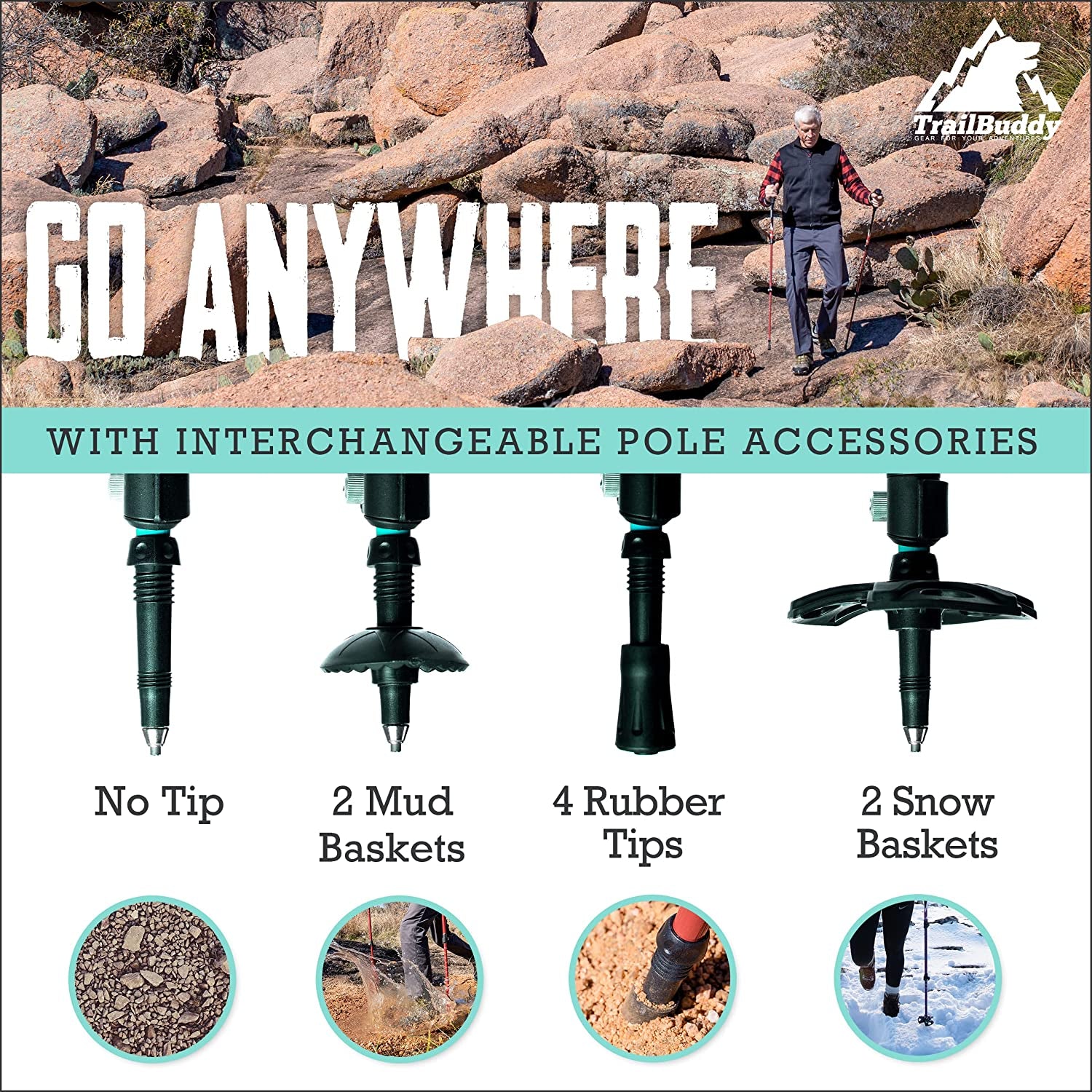 Trekking Poles – Lightweight 7075 Aluminum Hiking Poles for Women, Men & Seniors – Collapsible Walking Sticks for Travel, Trails & Balance