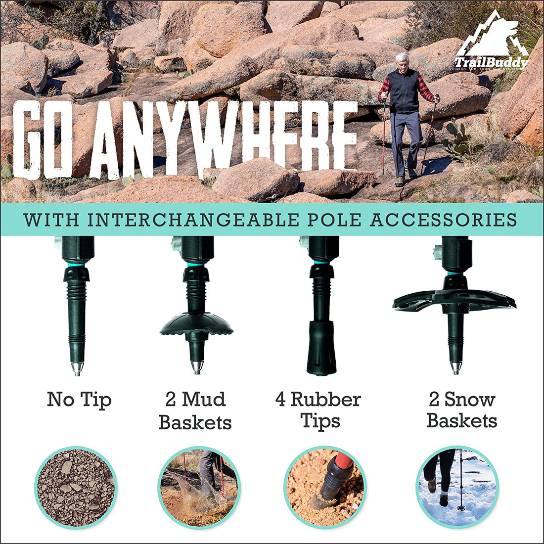 Trekking Poles – Lightweight 7075 Aluminum Hiking Poles for Women, Men & Seniors – Collapsible Walking Sticks for Travel, Trails & Balance