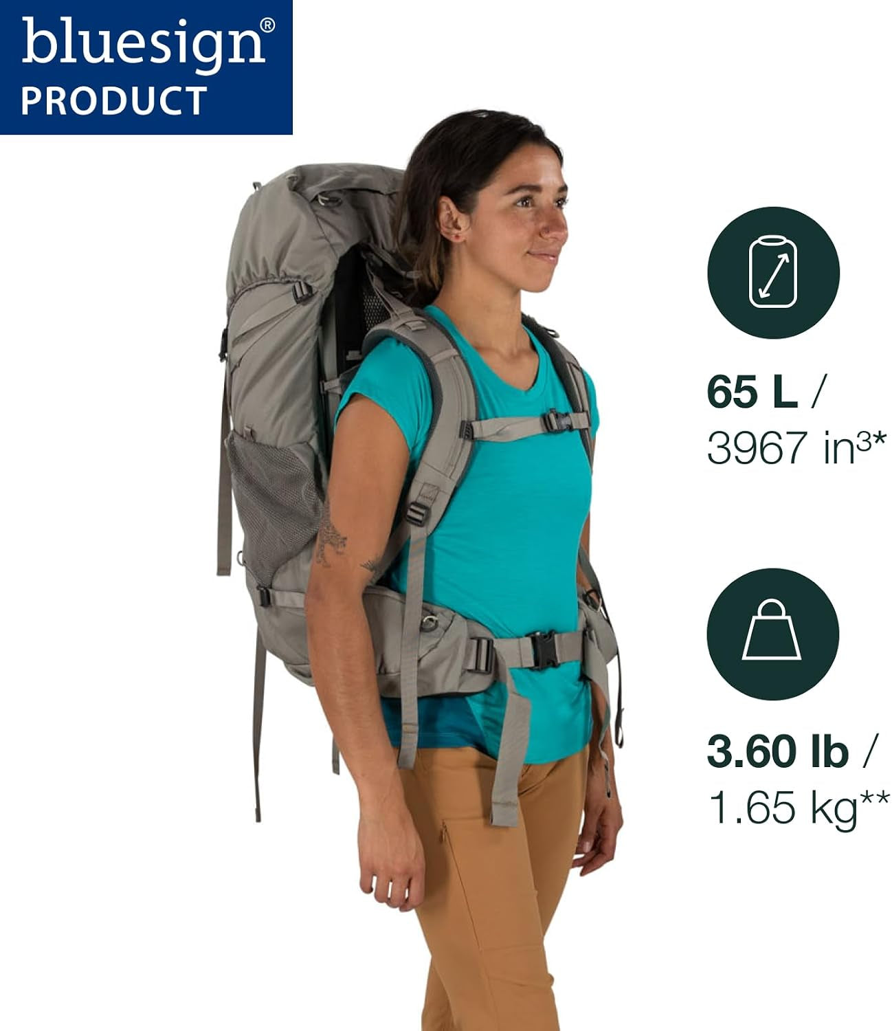 Osprey Renn 65L Women'S Backpacking Backpack, Blue OS | Hiking Pack, Camping Gear, Overnight Trail Pack, Blue Color, OS Size